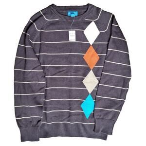 NEW! The Children's Place Kids Boy Medium 7/8 Brown Striped/ Argyle Sweater
